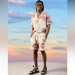 ASOS Design Knitted Floral Shorts in Dusty Pink/Brown